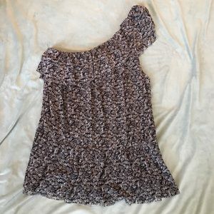 Express One Shoulder Black and White Top